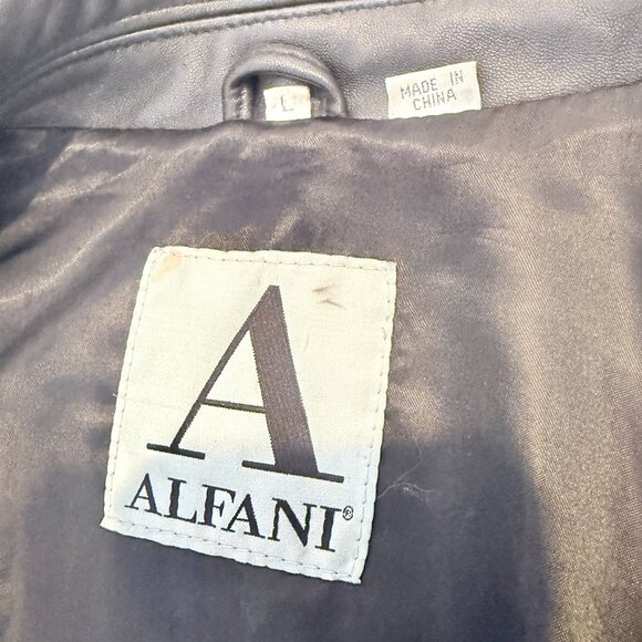 Men’s Black Genuine Leather Bomber Jacket | Size Large | Classic Zip Front Coat - Picture 5 of 5